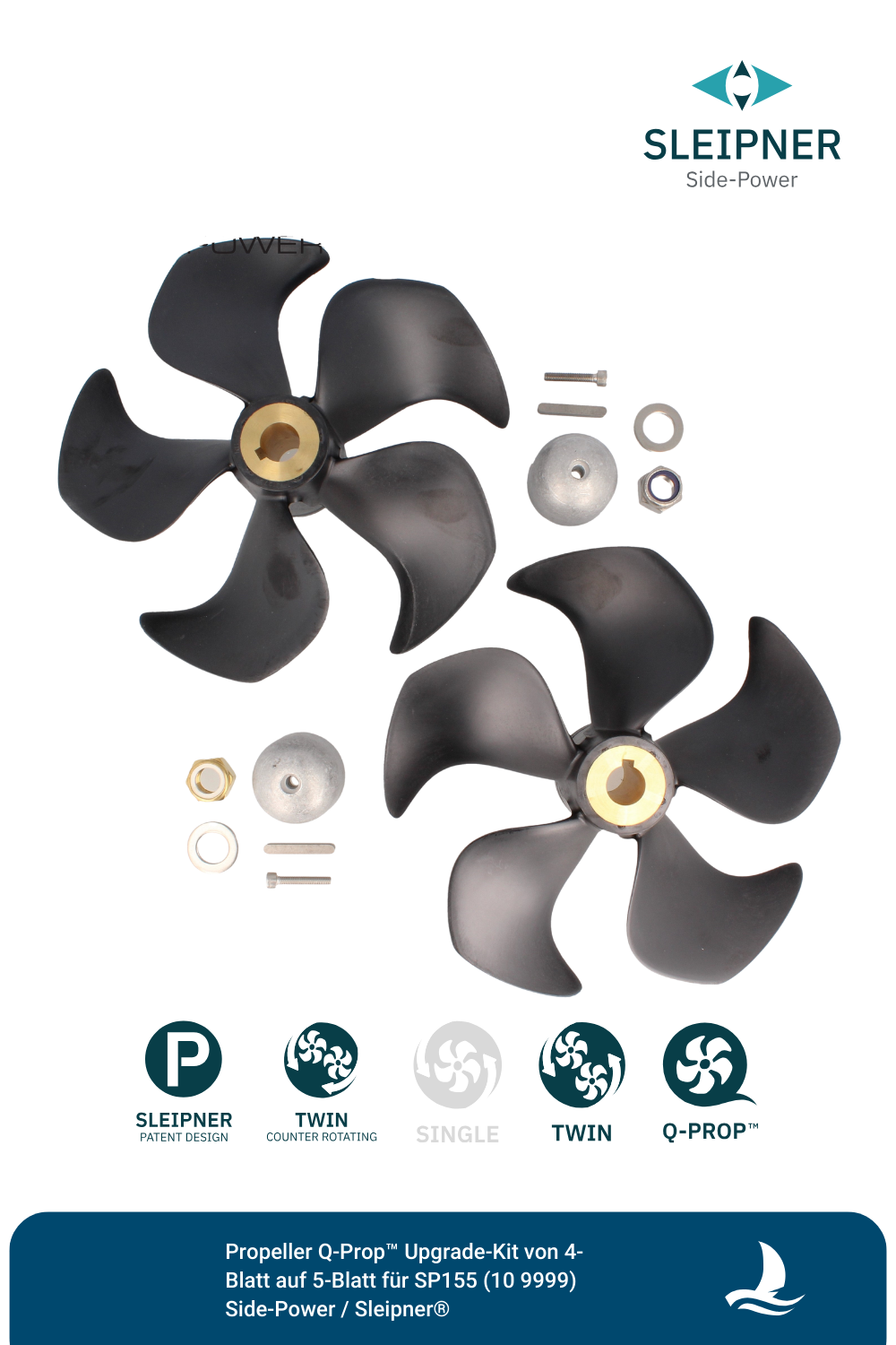 Propeller Q-Prop™ Upgrade-Kit von 4-Blatt auf 5-Blatt für SP155 (109999) Side-Power / Sleipner®