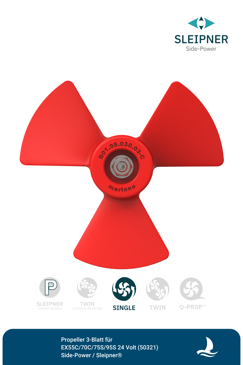Propeller 3-Blatt für EX55C/70C/75S/95S 24 Volt (50321) Side-Power / Sleipner®