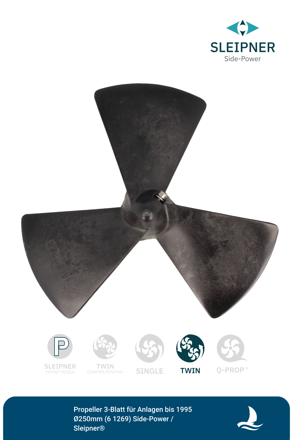 Propeller 3-Blatt für Anlagen bis 1995 Ø250mm (6 1269) Side-Power / Sleipner®