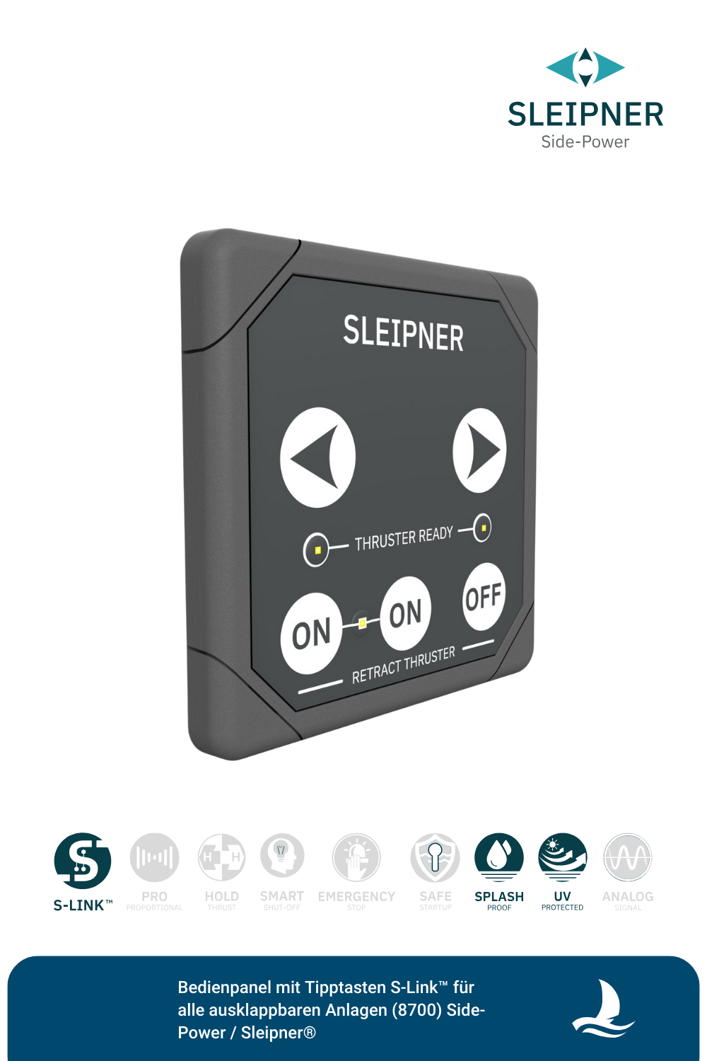 Bedienpanel mit TippTasten S-Link™ für ausklappbare Sleipner® Bug/Heckstrahlruder (8700)
