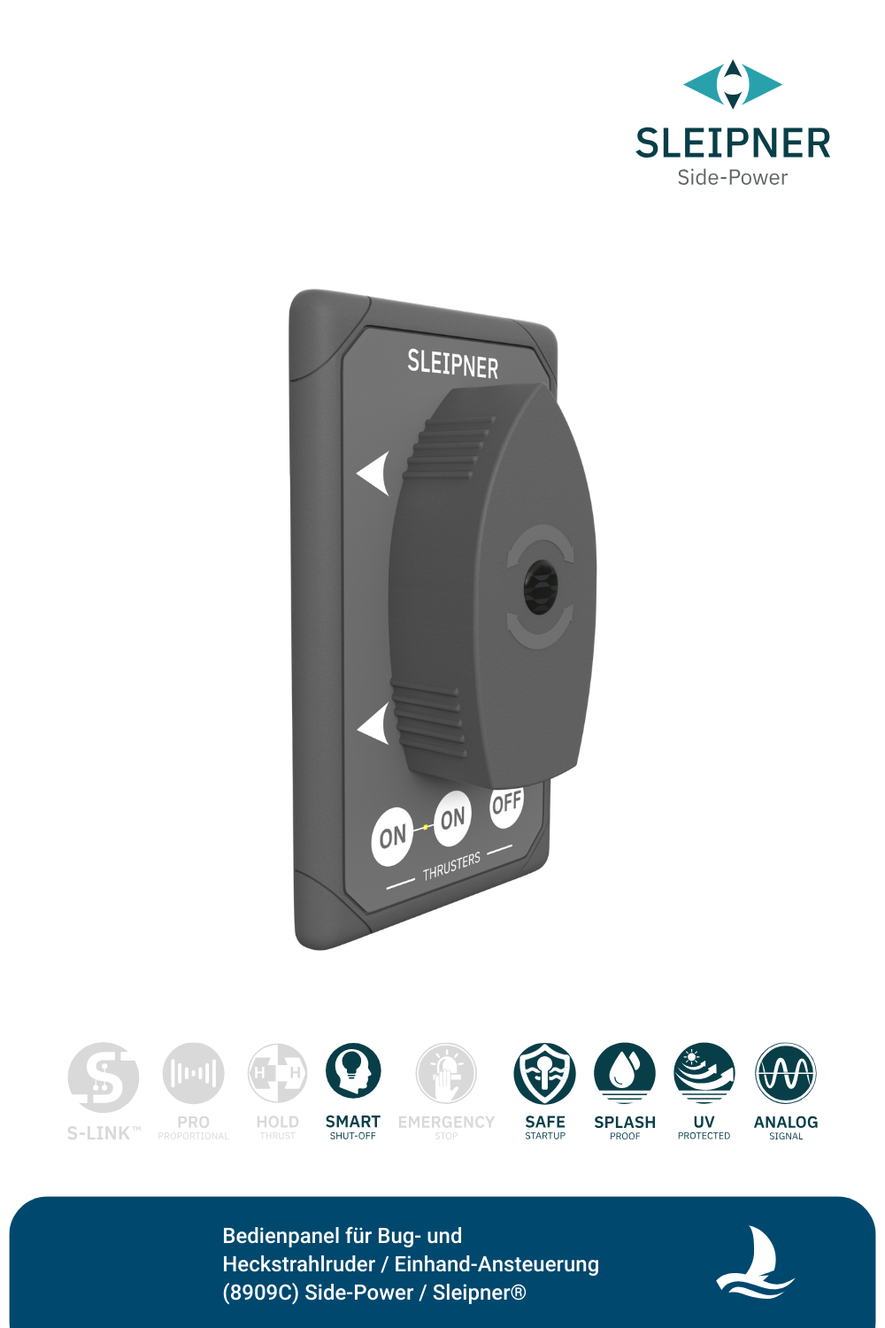 Bedienpanel für Sleipner® Bug- und Heckstrahlruder / Einhand-Ansteuerung (8909C)