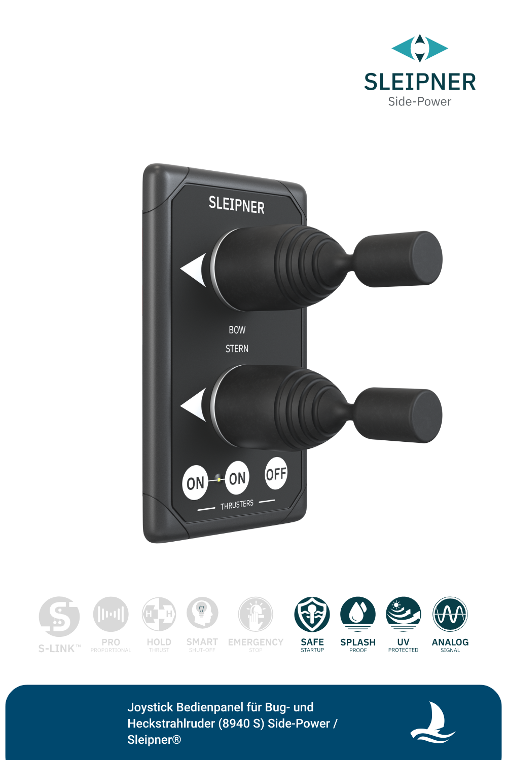 Joystick Bedienpanel schwarz für Bug- und Heckstrahlruder (8940 S) Side-Power / Sleipner®