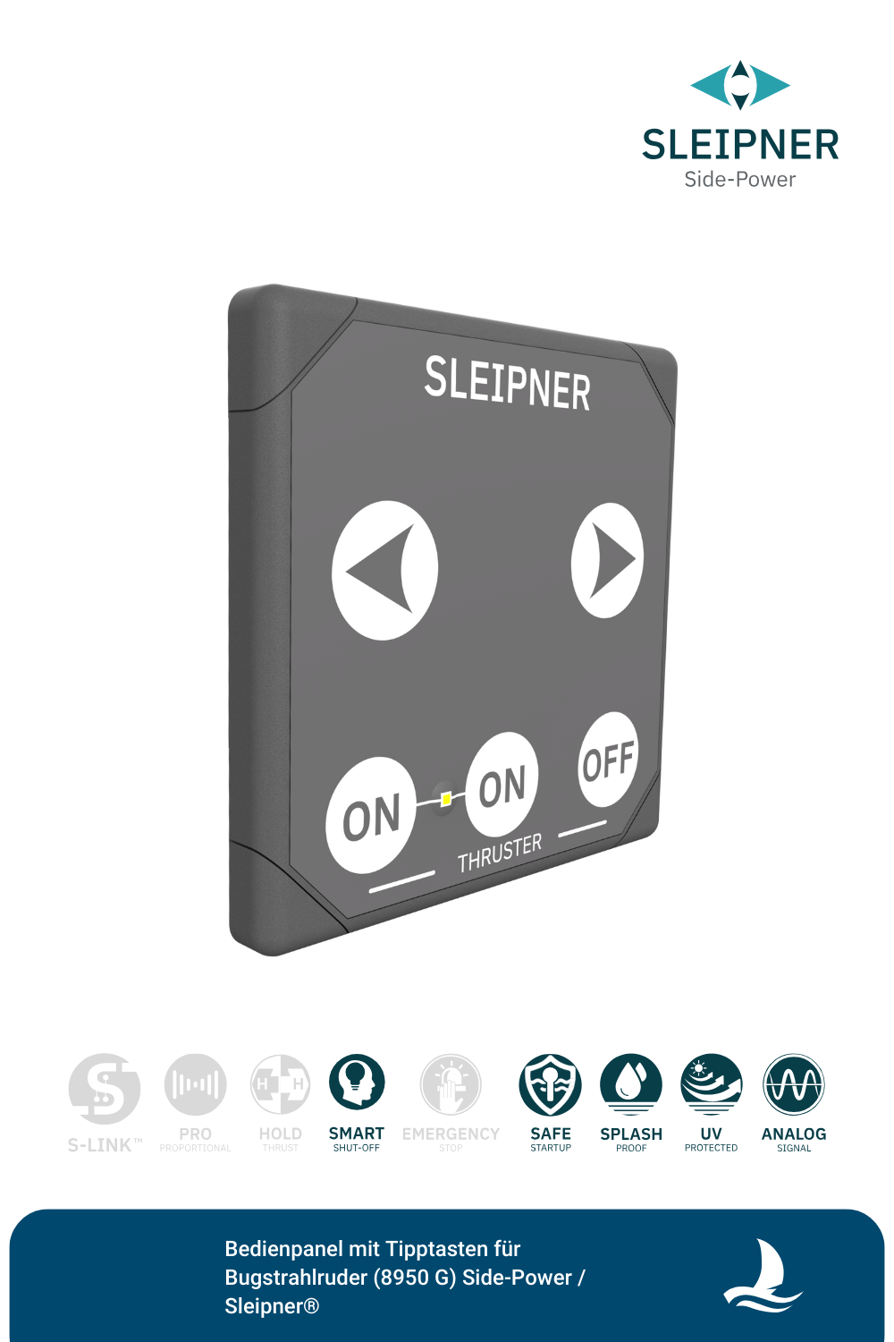 Bedienpanel mit Tipptasten für Bugstrahlruder grau (8950 G) Side-Power / Sleipner®