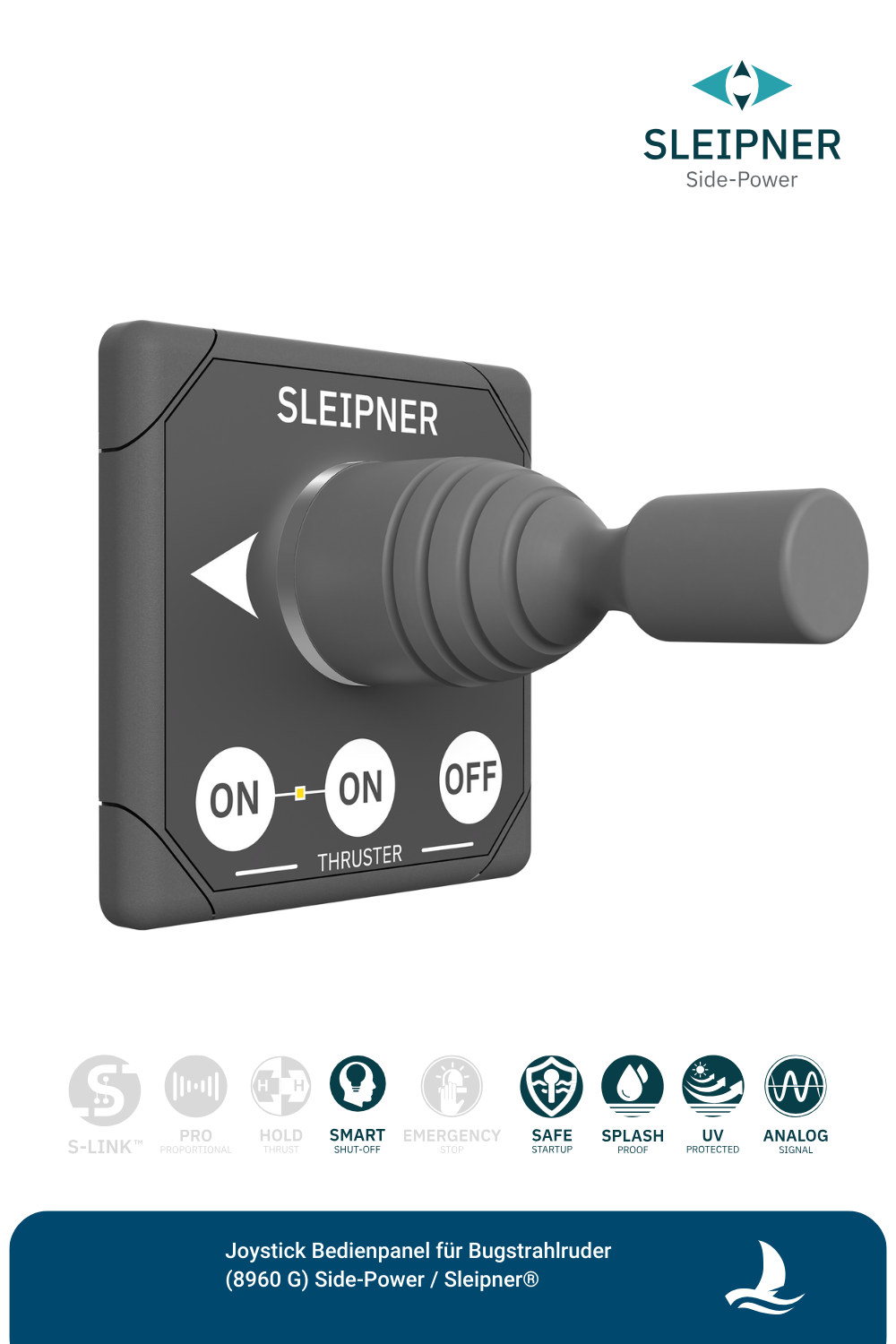 Joystick Bedienpanel für Sleipner® Bugstrahlruder, grau (8960 G)