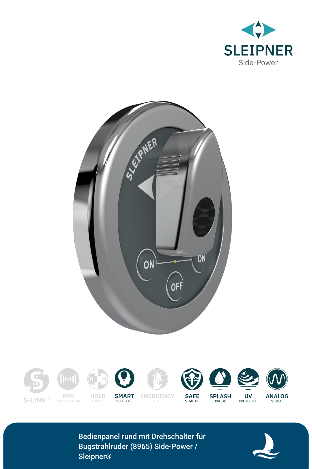 Bedienpanel rund mit Drehschalter für Bugstrahlruder (8965) Side-Power / Sleipner®