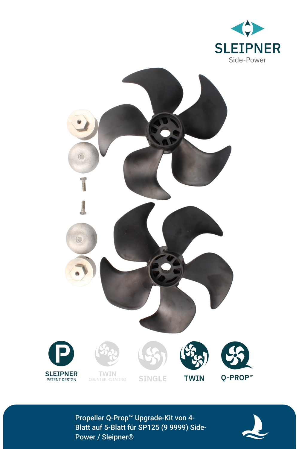 Propeller Q-Prop™ Upgrade-Kit von 4-Blatt auf 5-Blatt für SP125 (99999) Side-Power / Sleipner®