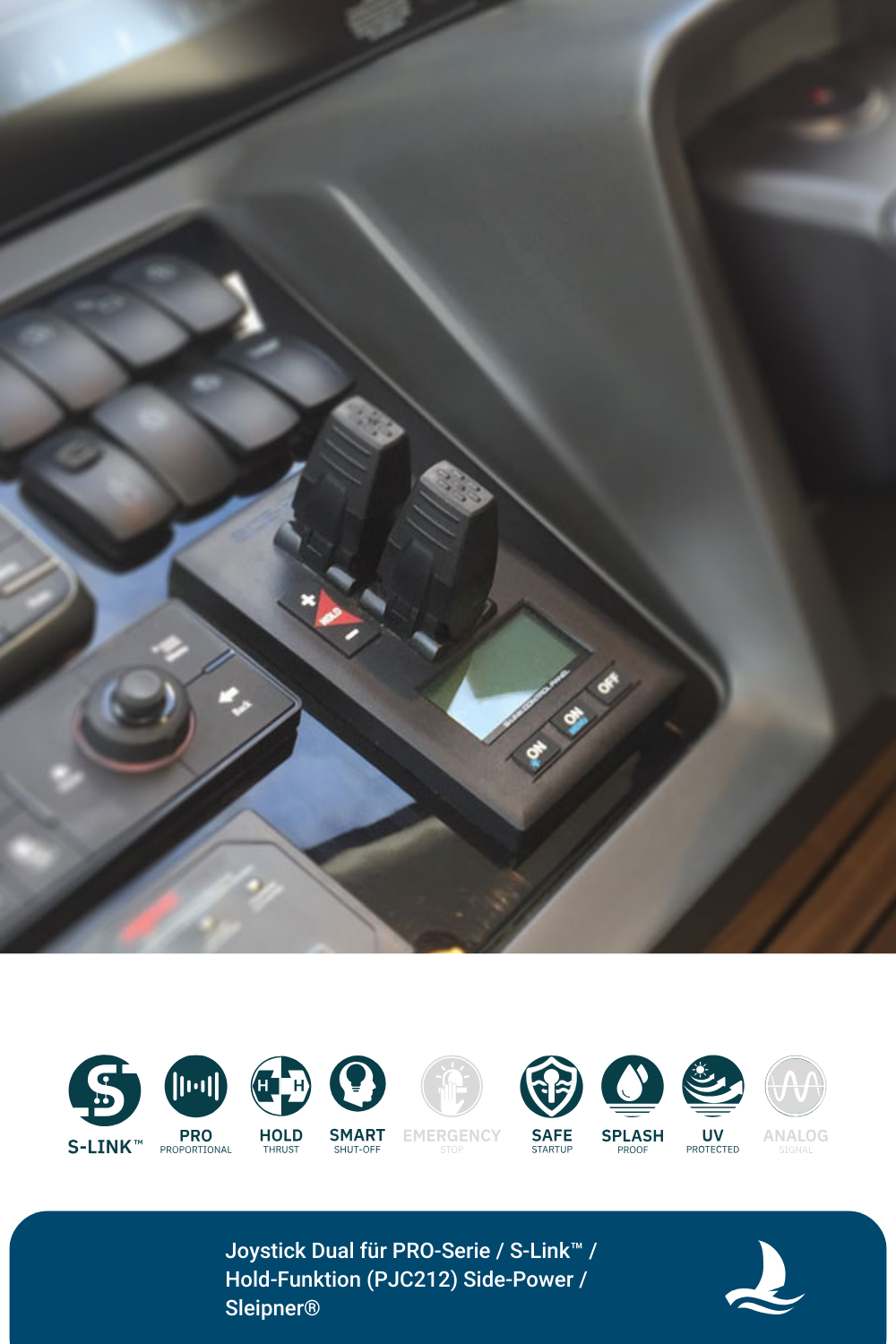 Sleipner® Dual Joystick für Bug & Heckstrahlruder mit Proportionalsteuerung / S-Link™ / Hold-Funktion (PJC212)