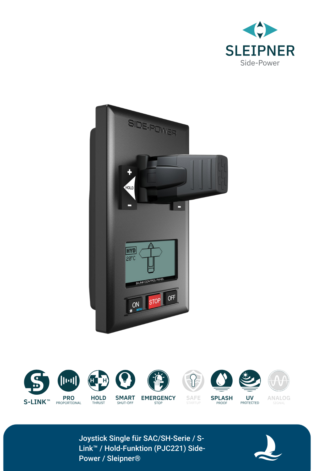 Sleipner® Single Joystick für hydraulische Bugstrahlruder der SAC/SH-Serie / S-Link™ / Hold-Funktion (PJC221)