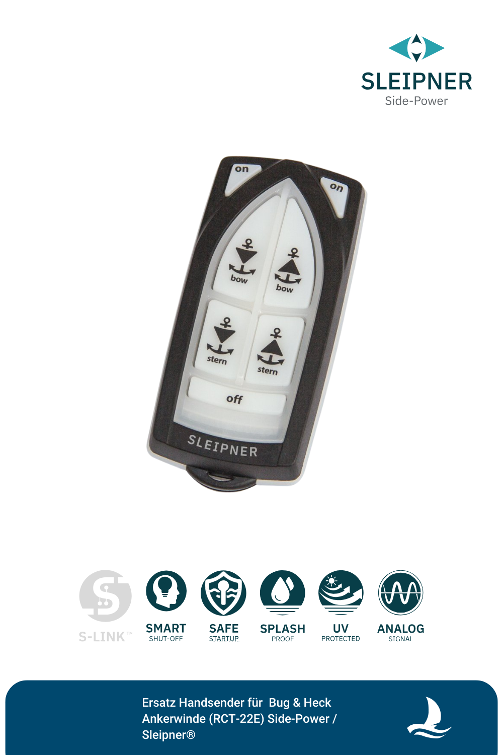 Ersatz-Handsender für Sleipner® Bug & Heck Ankerwinde (RCT-22E)