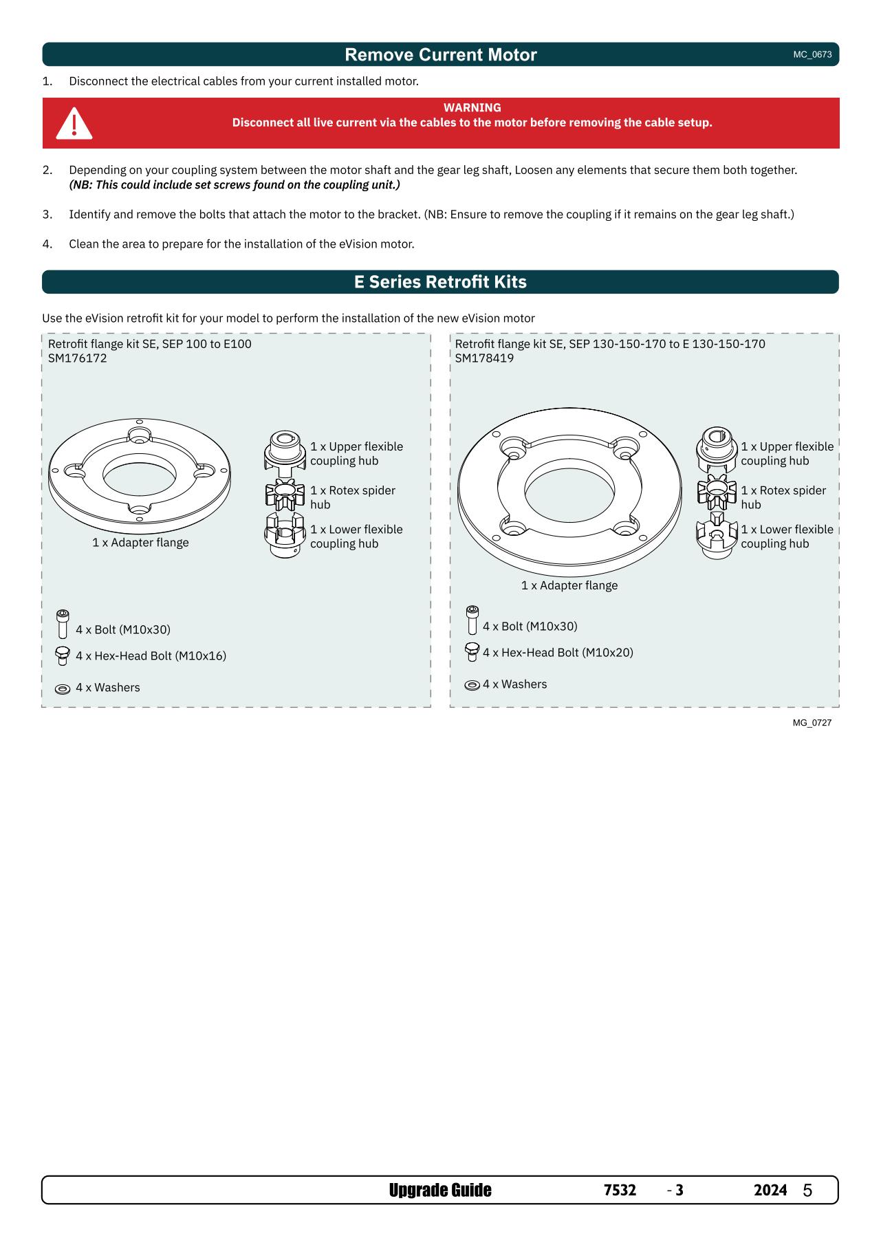 Retrofit-Kit SE130/120/150/170 auf eVision E130/150/170 24/48V
