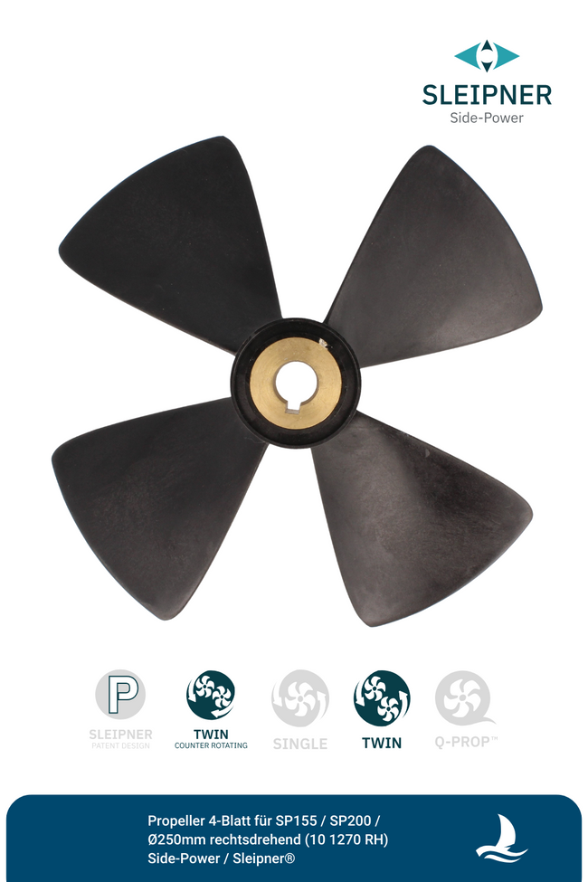 Propeller 4-Blatt für SP155 / SP200 / Ø250mm rechtsdrehend (101270 RH) Side-Power / Sleipner®