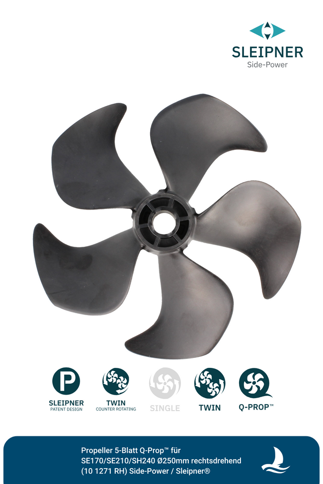 Sleipner® Propeller 5-Blatt Q-Prop™ für SE130 / SE170 / SE210 / SH240 Ø250mm rechtsdrehend (10 1271 RH)