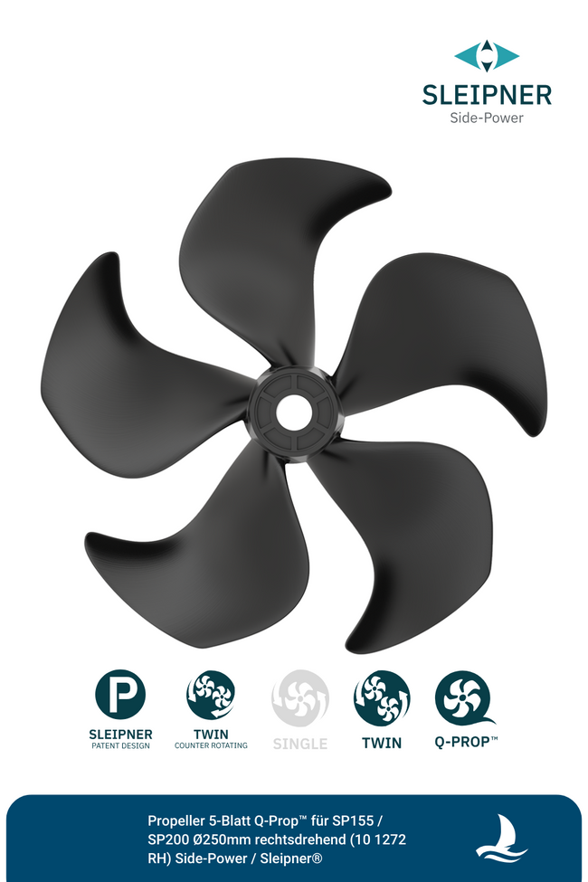 Sleipner® Propeller 5-Blatt Q-Prop™ für SP155 / SP200 Ø250mm rechtsdrehend (10 1272 RH)