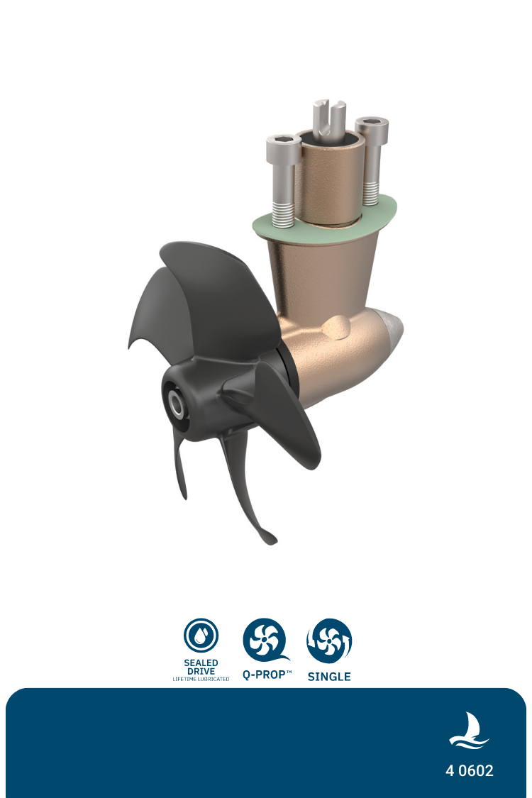 Getriebe für SE60 mit 5-Blatt Propeller, Dichtung & Anode (4 0602-G)  Side-Power / Sleipner®