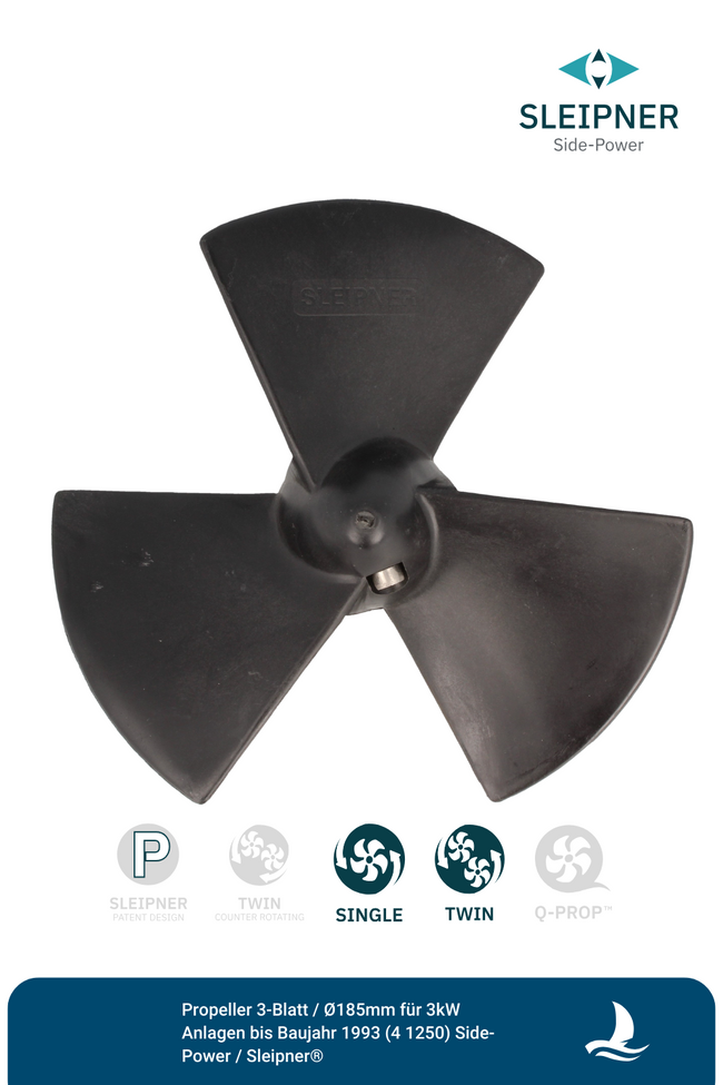 Propeller 3-Blatt / Ø185mm für 3kW Anlagen bis Baujahr 1993 (41250) Side-Power / Sleipner®
