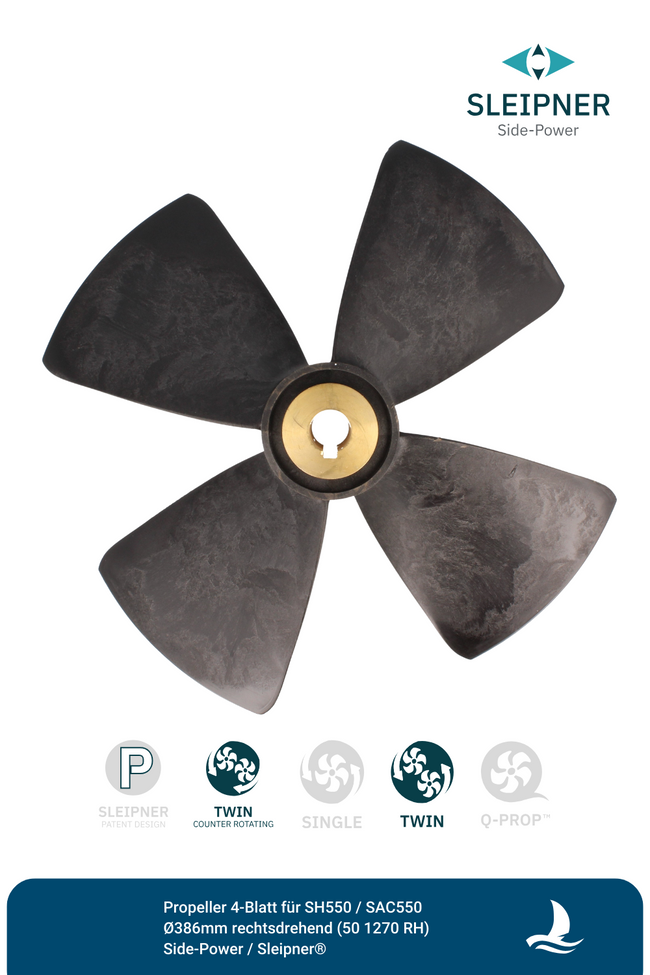 Sleipner® Propeller 4-Blatt für SH550 / SAC550 Ø386mm rechtsdrehend (50 1270 RH)