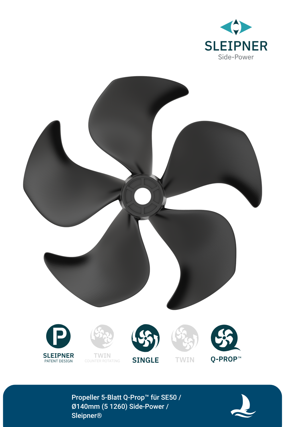 Propeller 5-Blatt Q-Prop™ für SE50 / Ø140mm (51260) Side-Power / Sleip ...