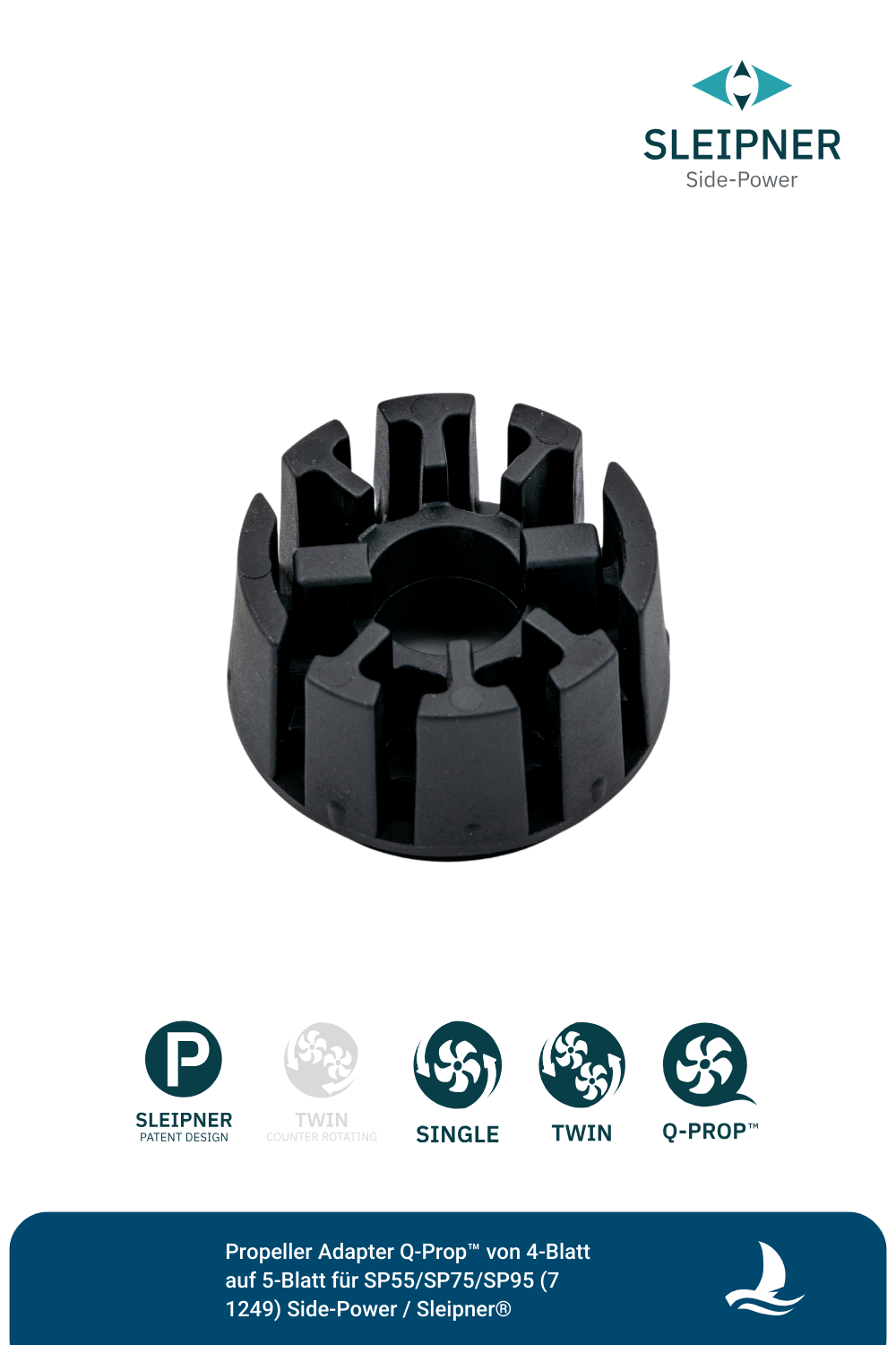 Sleipner® Propeller-Adapter Q-Prop™ von 4-Blatt auf 5-Blatt für SP55 / SP75 / SP95 (7 1249)