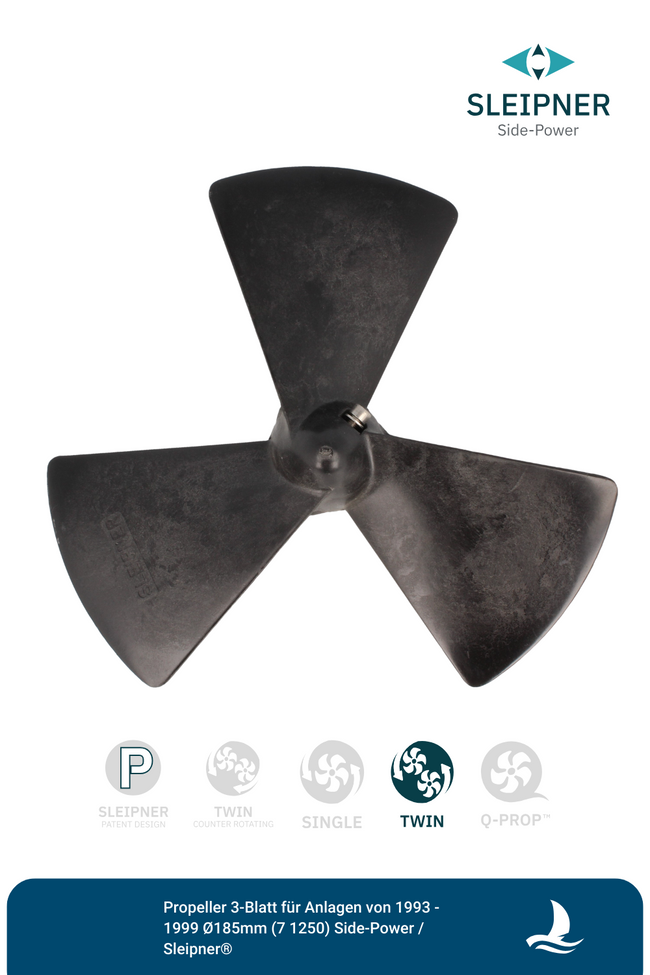 Propeller 3-Blatt für Anlagen von 1993 - 1999 Ø185mm 14mm Welle (7 1250) Side-Power / Sleipner®