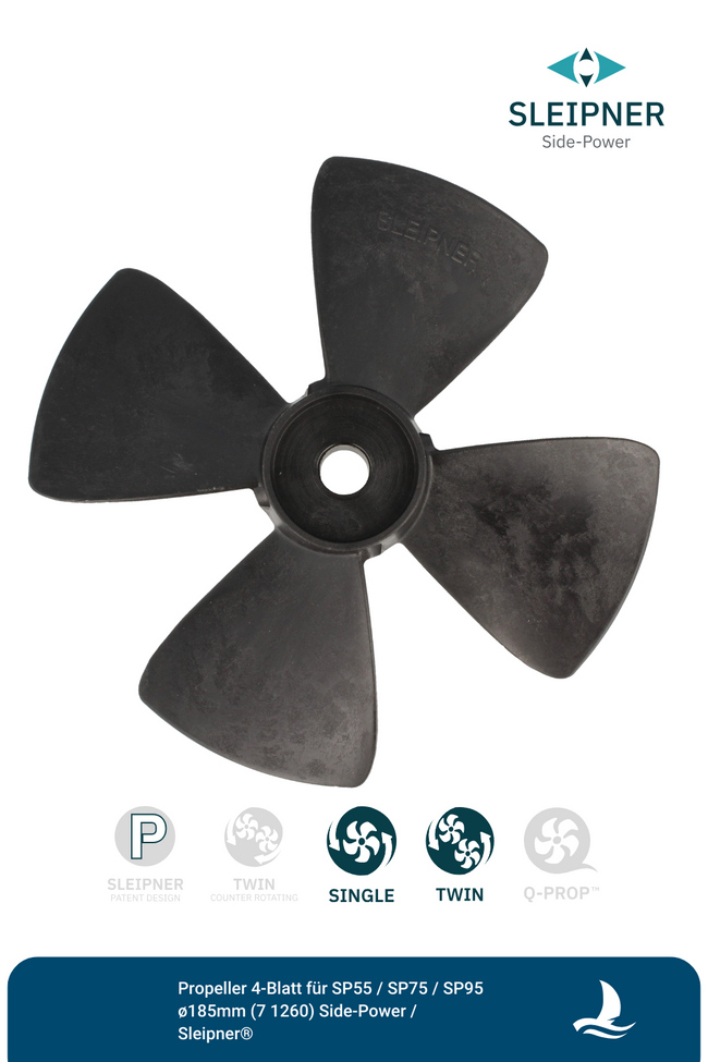 Propeller 4-Blatt für SP55 / SP75 / SP95 ø185mm (71260) Side-Power / Sleipner®