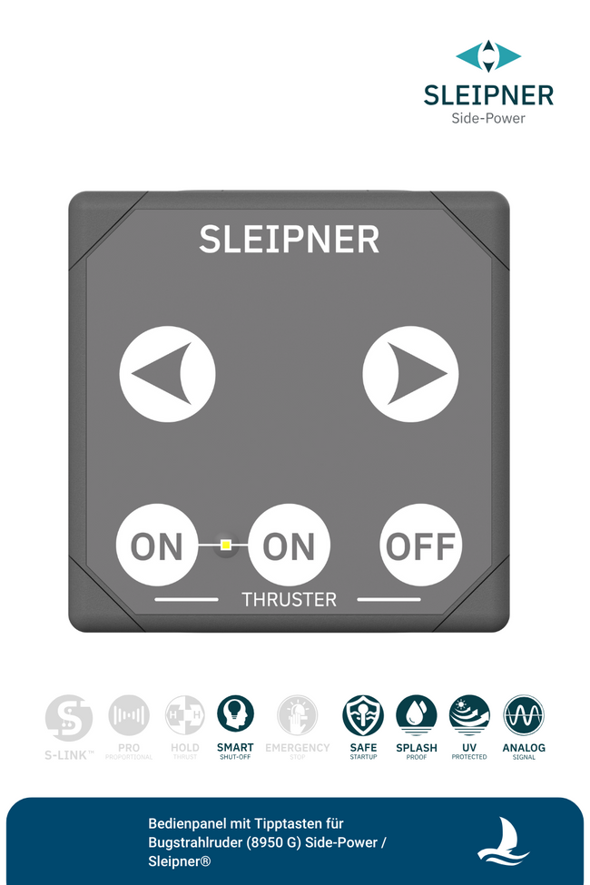 Bedienpanel mit Tipptasten für Sleipner® Bugstrahlruder, grau (8950 G)