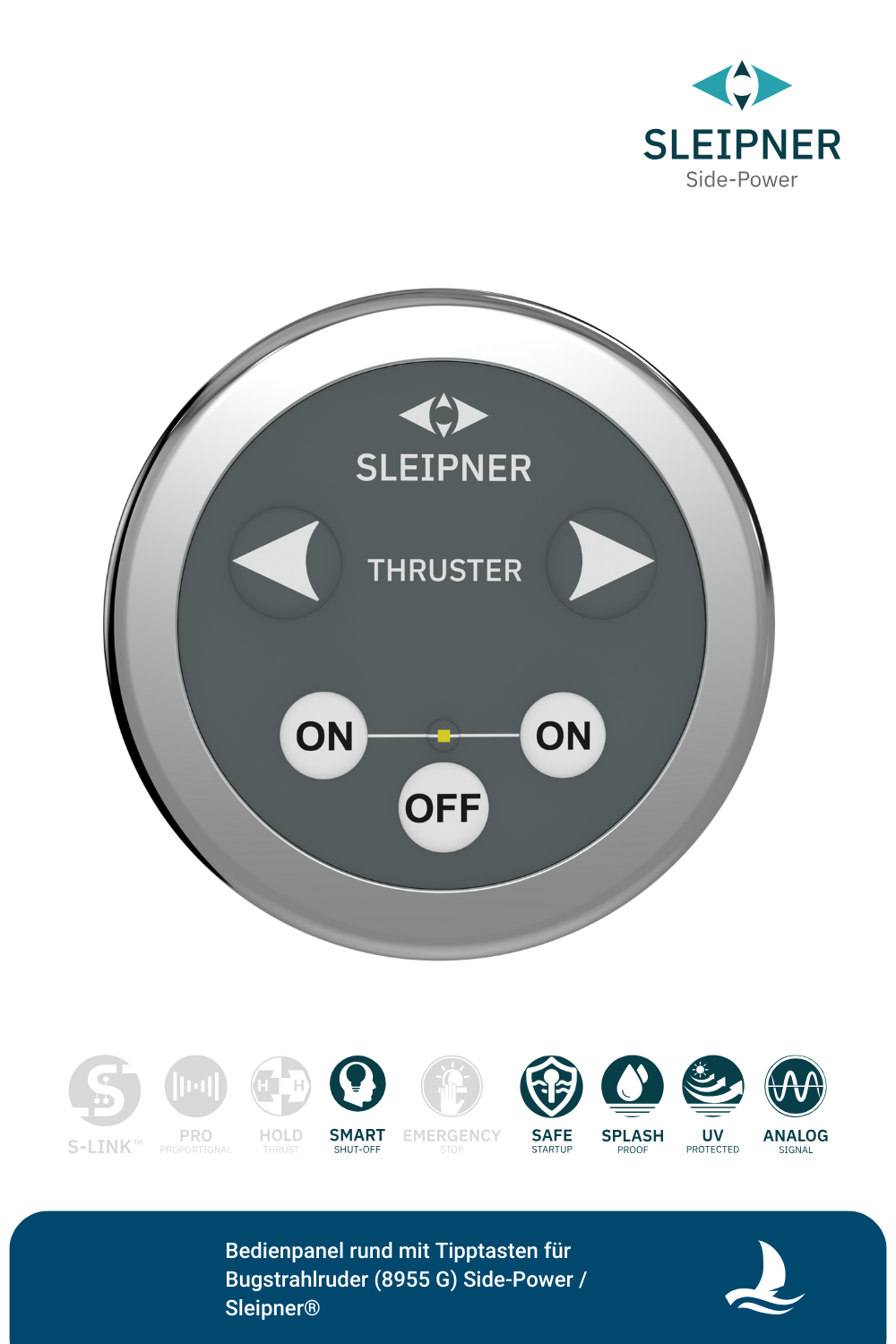 Bedienpanel rund mit Tipptasten für Bugstrahlruder (8955 G) Side-Power / Sleipner®