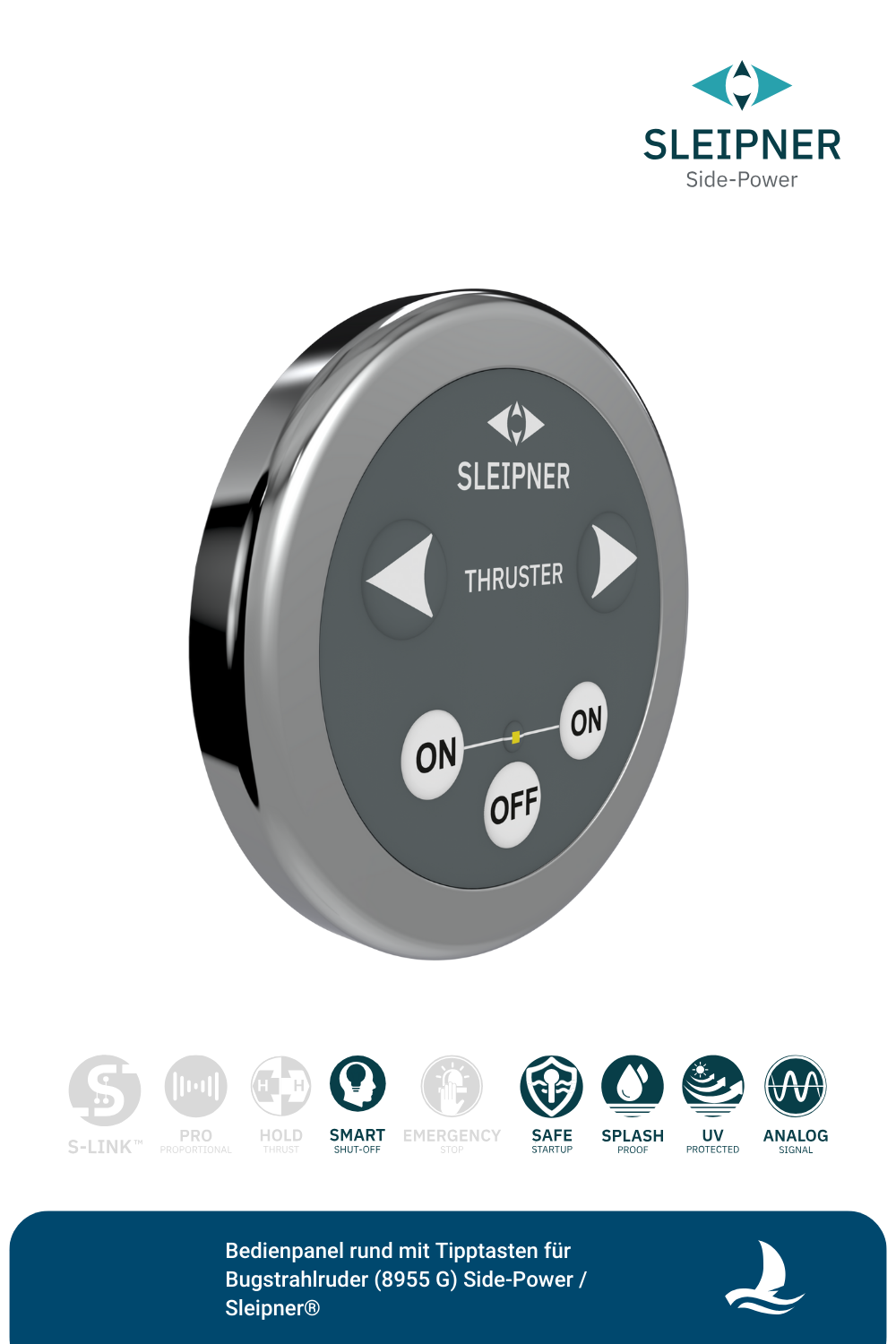 Bedienpanel rund mit Tipptasten für Sleipner® Bugstrahlruder (8955 G)