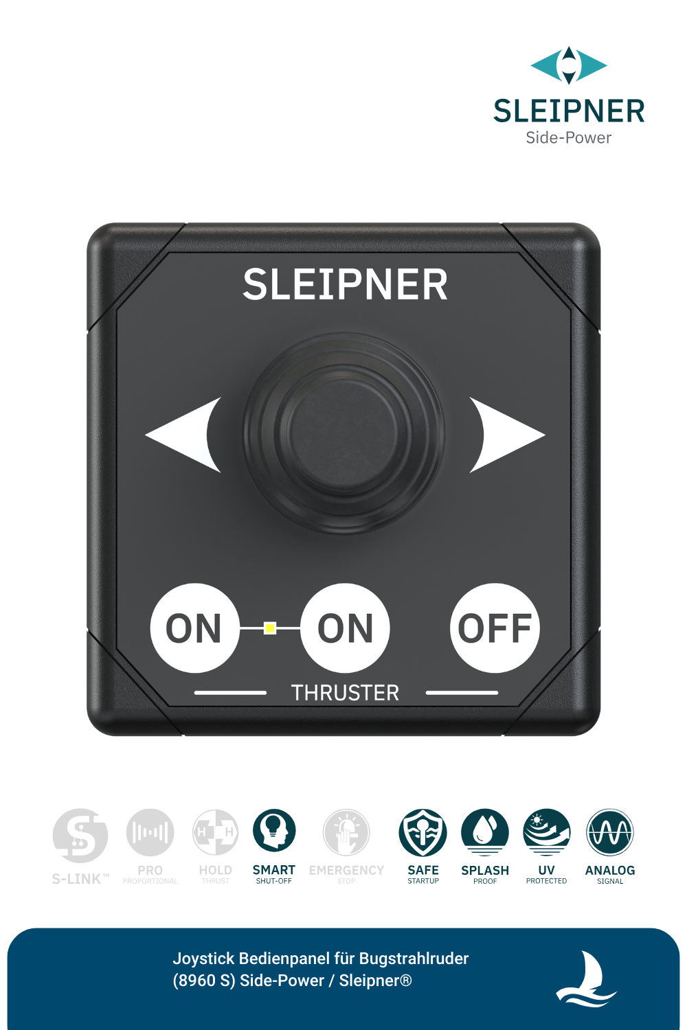 Joystick Bedienpanel für Sleipner® Bugstrahlruder, schwarz (8960 S)