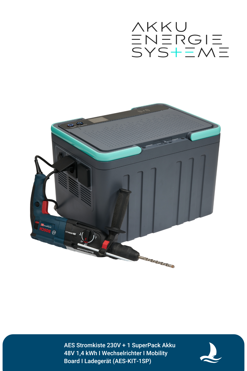 AES Stromkiste 230V + 1 SuperPack Akku 48V 1,4 kWh I Wechselrichter I Mobility Board I Ladegerät