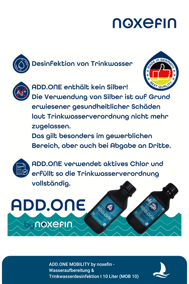 ADD.ONE MOBILITY by noxefin® - Wasseraufbereitung & Trinkwasserdesinfektion I 10 Liter