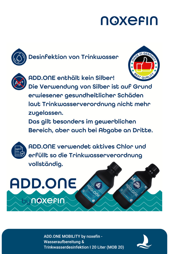 ADD.ONE MOBILITY by noxefin® - Wasseraufbereitung & Trinkwasserdesinfektion I 20 Liter