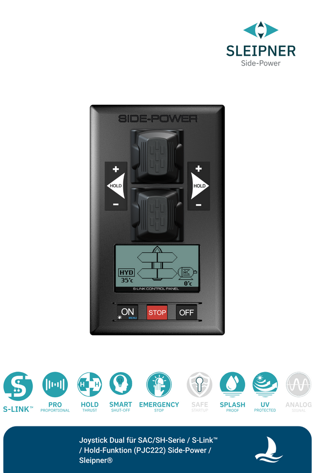 Joystick Dual für SAC/SH-Serie / S-Link™ / Hold-Funktion (PJC222) Side-Power / Sleipner®