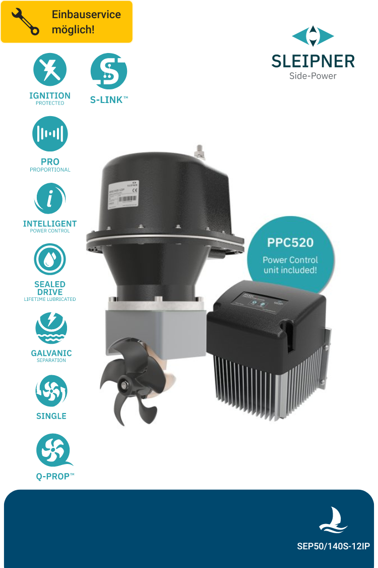 SEP50 PRO IP Tunnel bow/stern thruster, 12V