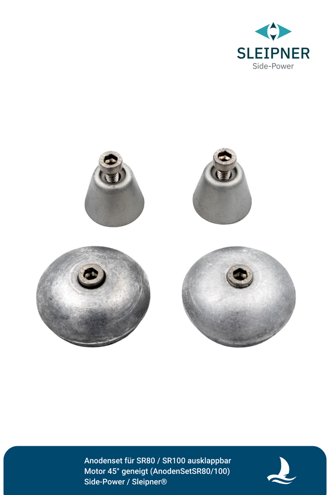 Anodenset Aluminium für Sleipner® SR80 / SR100 ausklappbar Motor 45° geneigt (AnodenSetSR80/100)