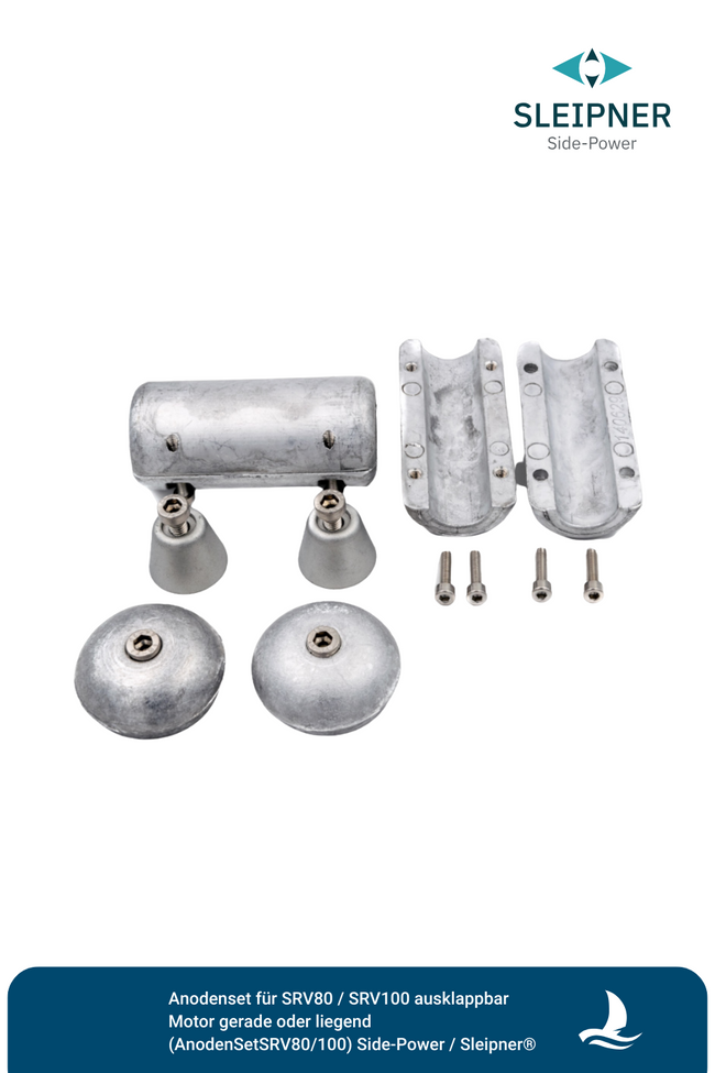 Anodenset Aluminium für Sleipner® SRV80 / SRV100 ausklappbar Motor gerade oder liegend