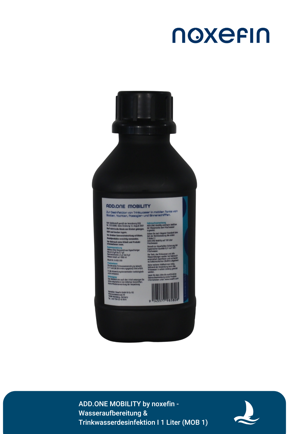 ADD.ONE MOBILITY by noxefin® - Wasseraufbereitung & Trinkwasserdesinfektion I 1 Liter