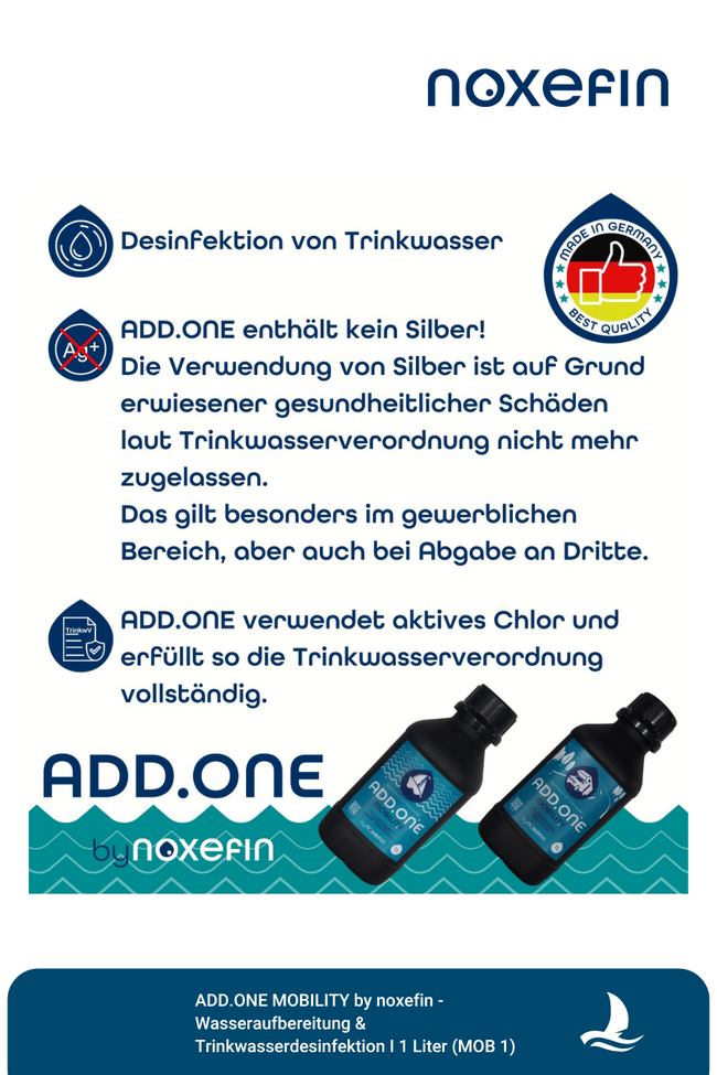 ADD.ONE MOBILITY by noxefin® - Wasseraufbereitung & Trinkwasserdesinfektion I 1 Liter