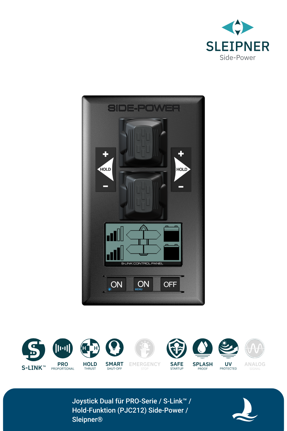 Sleipner® Dual Joystick für Bug & Heckstrahlruder mit Proportionalsteuerung / S-Link™ / Hold-Funktion (PJC212)