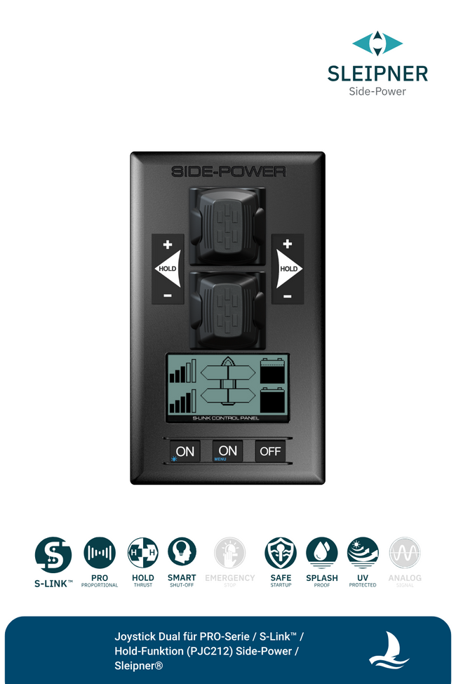Sleipner® Dual Joystick für Bug & Heckstrahlruder mit Proportionalsteuerung / S-Link™ / Hold-Funktion (PJC212)