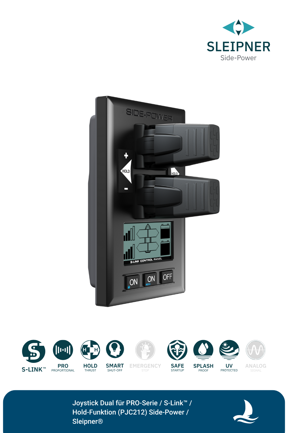 Sleipner® Dual Joystick für Bug & Heckstrahlruder mit Proportionalsteuerung / S-Link™ / Hold-Funktion (PJC212)