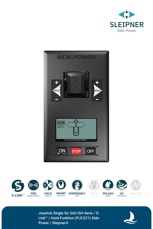 Sleipner® Single Joystick für hydraulische Bugstrahlruder der SAC/SH-Serie / S-Link™ / Hold-Funktion (PJC221)