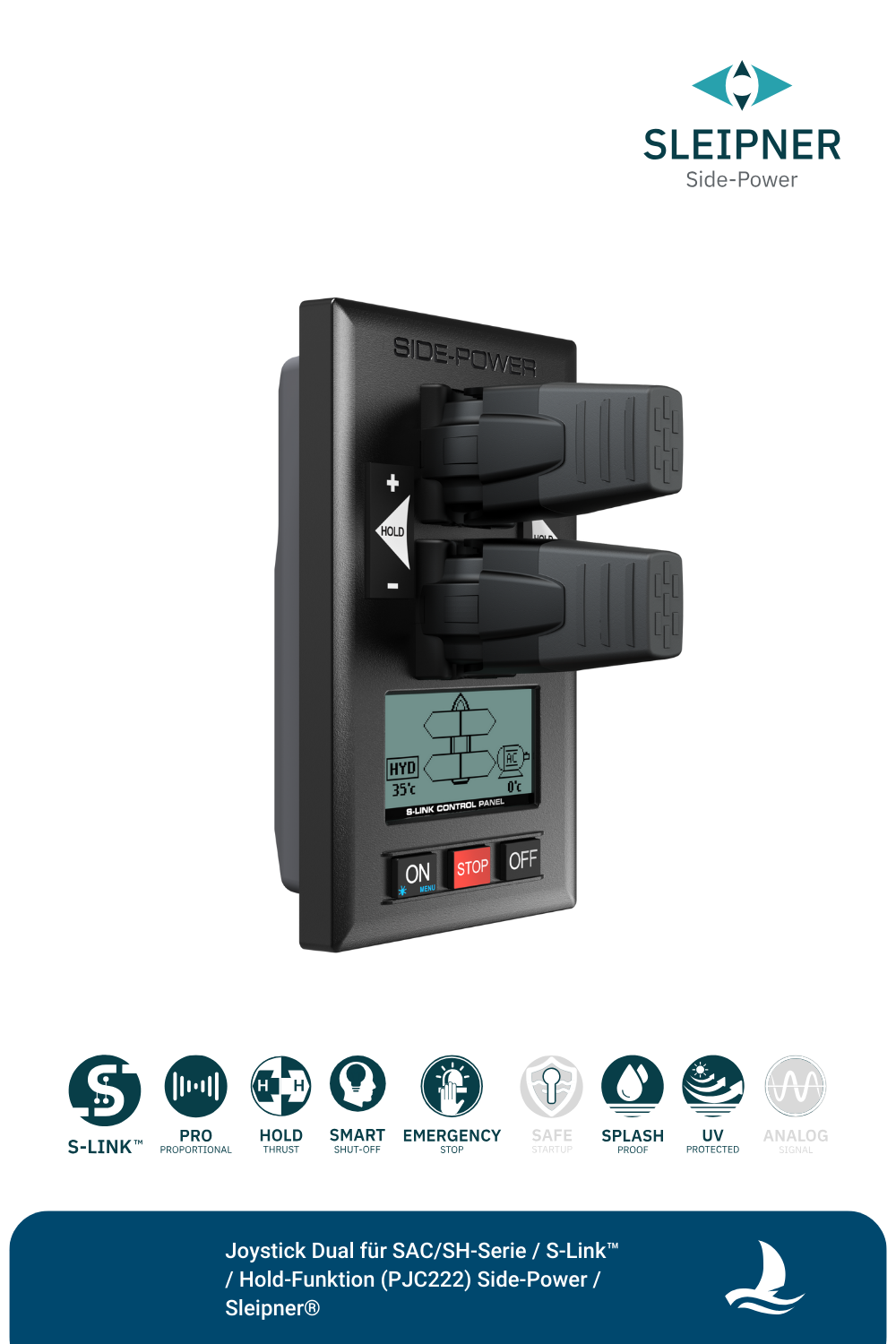 Sleipner® Dual Joystick für hydraulische Bug & Heckstrahlruder der SAC/SH-Serie / S-Link™ / Hold-Funktion (PJC222)