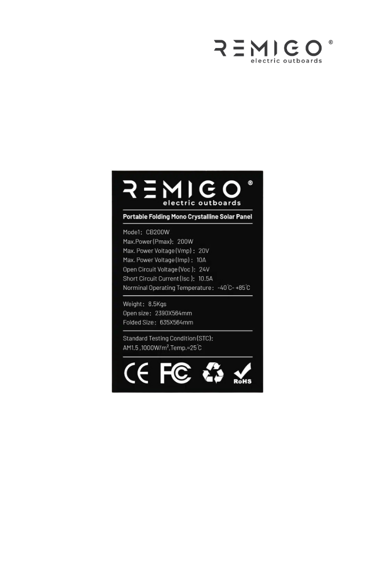 Remigo® Solarpanel 200W für RemigoOne / RemigoOne Neo E-Außenborder