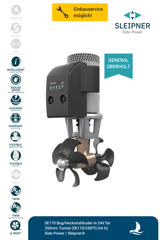 Sleipner® SE170 Bug/Heckstrahlruder 24V für Ø250mm Tunnel (SE170/250TC) *generalüberholt*